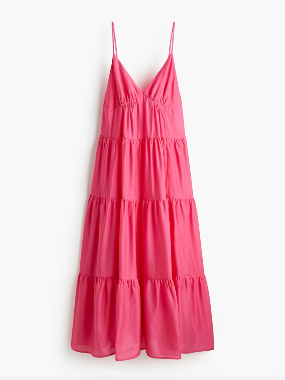 H&M Bright Pink Tiered Maxi Dress, Size XL